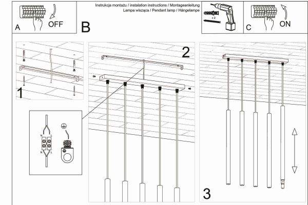 Riippuvalaisin PASTELO 5 valkoinen