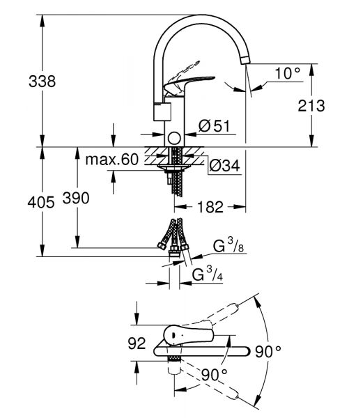 Keittiöhana Grohe Eurosmart 31786001 PKV