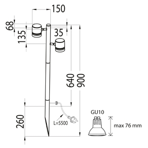 Pylväsvalaisin LUMIA AVN01GH IP44 2X50W GU10 G C GH