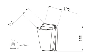 Seinävalaisin ulko LUMIA AVN03GH IP44 50W GU10 G C GH