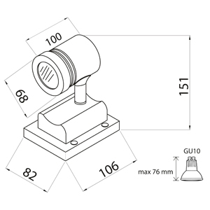 Seinävalaisin ulko LUMIA AVN07GH IP44 50W GU10 G C GH