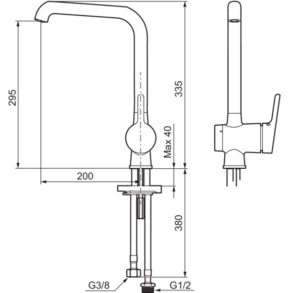 Keittiöhana Mora One pk-venttiilein 262071