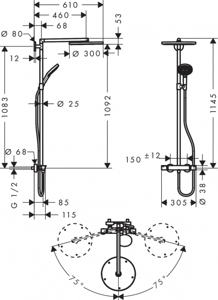 Suihkusetti Hansgrohe Raindance S Showerpipe 300 Air 1jet