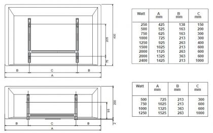 Lämmitin Nobö Front NFK4N 05 500W 40x53cm
