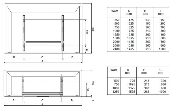 Lämmitin Nobö Front NFK4N 05 500W 40x53cm