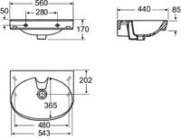 Pesuallas Ido GLOW 12164-01, 560mm, ei ylivuotoaukkoa, hanareikä keskellä