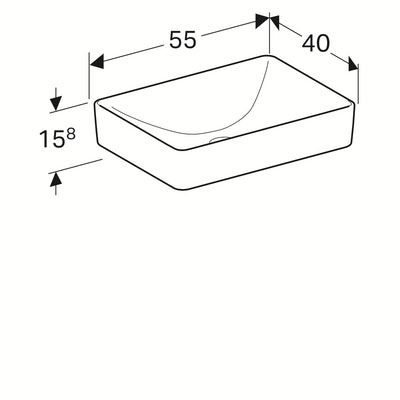 Pesuallas Ido-Geberit VariForm 550mm tason päälle, suorakulmainen, ilman ylivuotoaukkoa