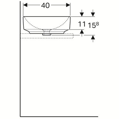 Pesuallas Ido-Geberit VariForm 550mm tason päälle, suorakulmainen, ilman ylivuotoaukoa