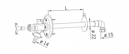 Vesipostiventtiili Oras 431415 DN 15 250-450 mm jäätymätön