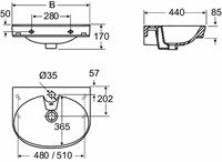 Pesuallas Ido GLOW pyöristetty 11664-01, 560mm, ei hanareikää