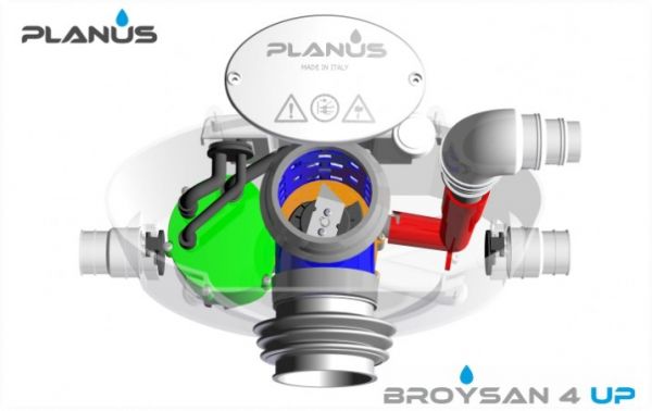 Silppuripumppu Planus Broysan4 UP pienjätevesipumppaamo, tarkastusluukku, wc-pesuallas-bidet-suihku