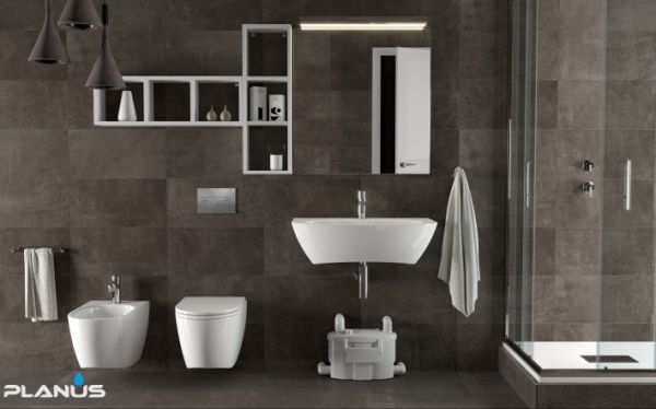 Silppuripumppu Planus Broysan4 UP pienjätevesipumppaamo, tarkastusluukku, wc-pesuallas-bidet-suihku