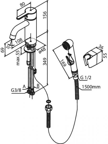 Pesuallashana bide Damixa Silhouet 74030.79 harjattu messinki