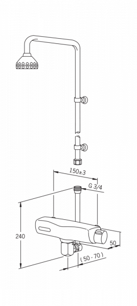 Suihkusetti yläsuihkulla Gustavsberg Round vaihtimella