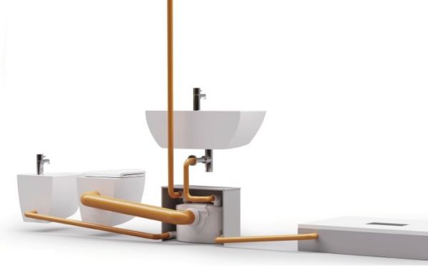 Silppuripumppu Planus Broysan4 UP pienjätevesipumppaamo, tarkastusluukku, wc-pesuallas-bidet-suihku