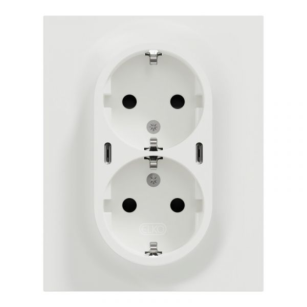 PISTORASIA + USB ELKO ONE 2-PR PL IP20+2XUSB-C 25W PD VA