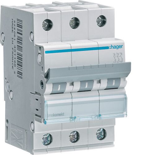 JOHDONSUOJAKATKAISIJA HAGER MCN310E 3x10A C-KÄYRÄ 6kA