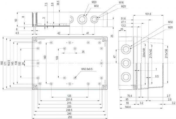 ASENNUSKOTELO PC FIBOX PCM 200/100 G 225x180x100