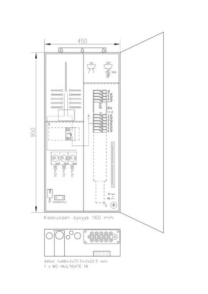 MITTAUSKESKUS FE COLLIE 3806P63 1T+PR63A 63A IP34 FE