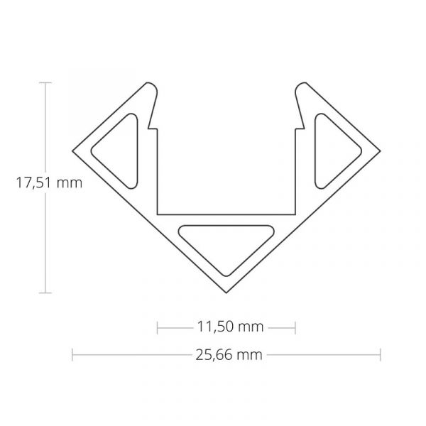 LED-PROFIILI GALAXY PO23 LED KULMAPROF. 2M VALK