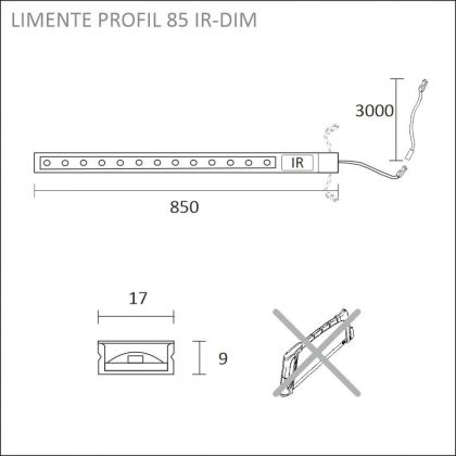 KOHDEVALAISIN LIMENTE PROFIL 85 IR-DIM 4000K 9W
