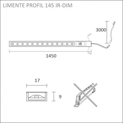 KOHDEVALAISIN LIMENTE PROFIL 145 IR-DIM 4000K 12W