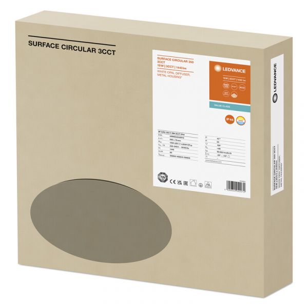 PINTA-ASENNUSVAL SF CIRC SF CIRC IP44 18W 3CCT 1440LM