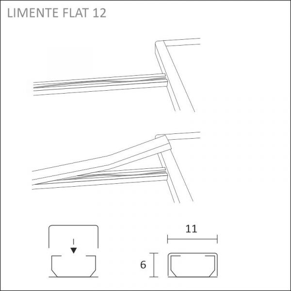 KALUSTEVALAISIN LIMENTE FLAT12 6W 4K VA/MU