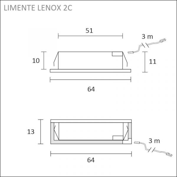 KALUSTEVALAISIN LIMENTE LENOX 2C 3/4K 4W MUSTA