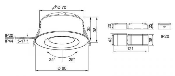ALASVALO COMPACT TILT IP44 5W/830 36D DIM ACC BK