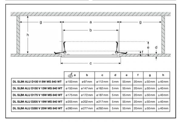 ALASVALO LEDVANCE DL SLIM ALU D100 8W CCT ML