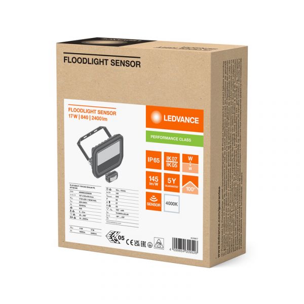 VALONHEITIN FLOODLIGHT SENSOR FL 20 2400LM 840 SYM S ML BK