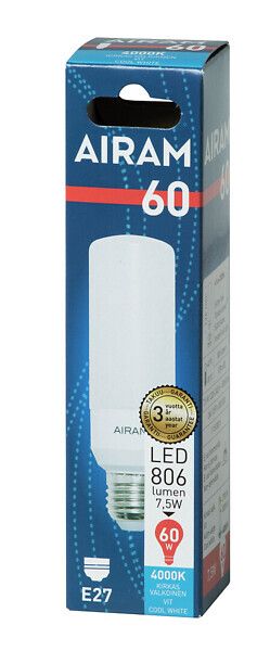 LED-LAMPPU AIRAM TUB37 840 806lm E27 OP
