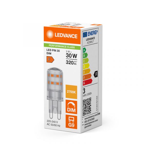 PIENOISLAMPPU LEDVANCE PIN 3W/827 320LM G9 DIM CL