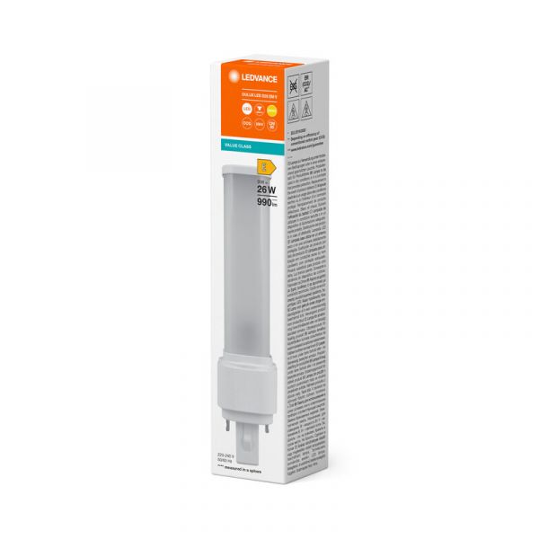LED-PISTOKANTALAMPPU DULUX D26 EM 9W/830 G24D-3