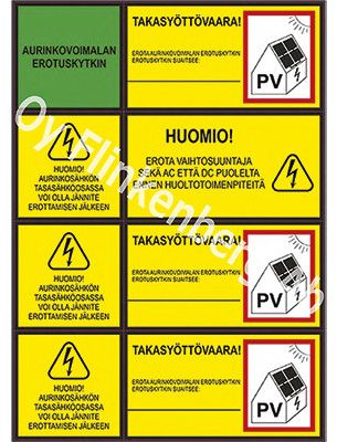 MERKINTÄTARRA FLINKENBERG AURINKOSÄHKÖTARRA-ARKKI A4