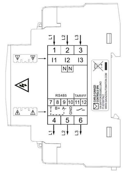 ENERGIAMITTARI CARLO GAVAZZI EM340 3V 65A LK B 3-DIN M1