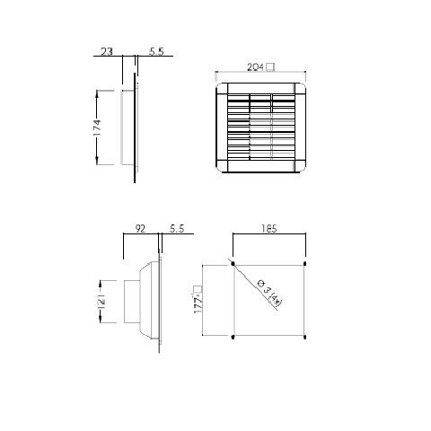 POISTOSUODATIN ALFA 204X204MM