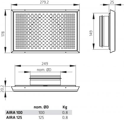 Tuloilmaventtiili Climecon Aira 100
