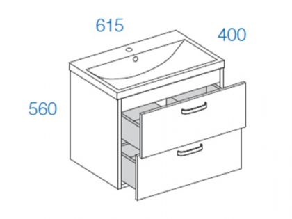 Allaskaappi altaalla Kiba ASTER 60 cm valkoinen