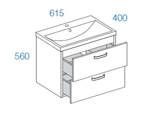 Allaskaappi altaalla Kiba ARKADIA 60 cm valkoinen