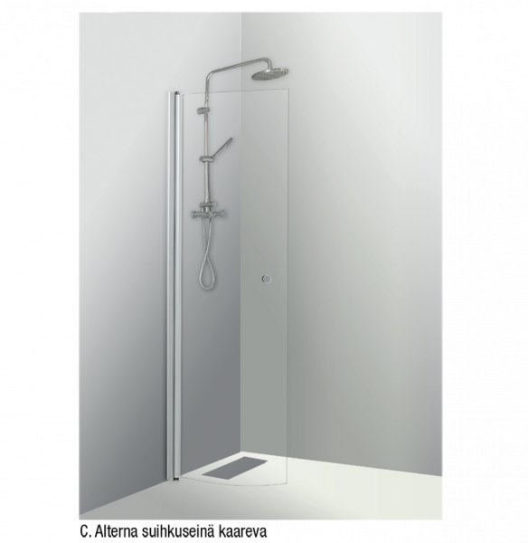 Shower panel A, movable, curved, clear 195 cm ht