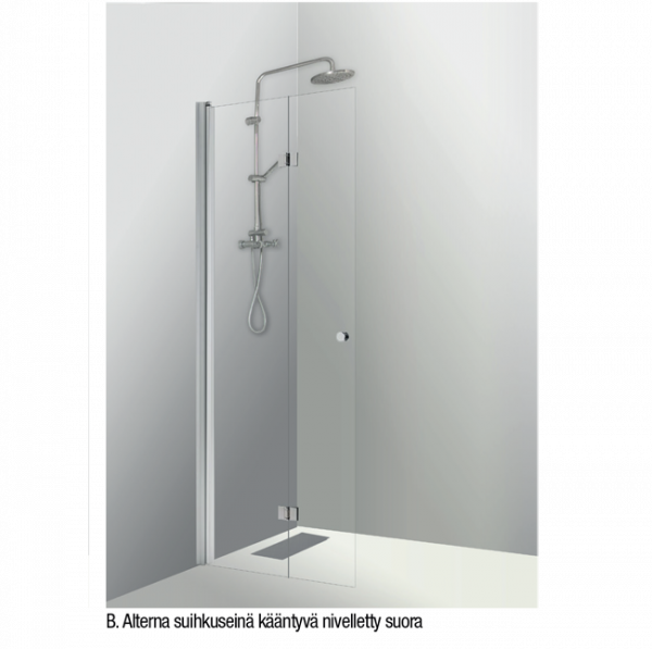 Shower panel B, movable, hinged, clear 195 cm ht