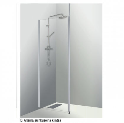 Shower panel D, fixed, straight, clear 195 cm ht, 50,60,70,80 w