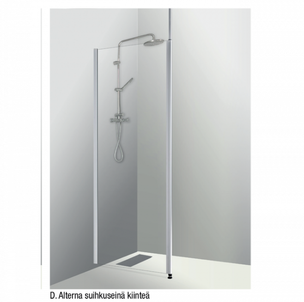 Shower panel D, fixed, straight, clear 195 cm ht, 50,60,70,80 w