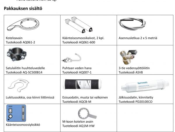 Käänteisosmoosilaite Aqva SAIMAA 2 EASY allaskaappiin asennettava