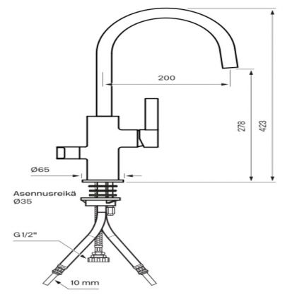 Keittiöhana Tapwell ARM184 messinki Pkv