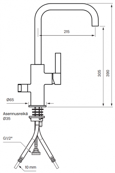 Tapwell keittiöhana ARM984 mattamusta astianpesukoneventtiilillä