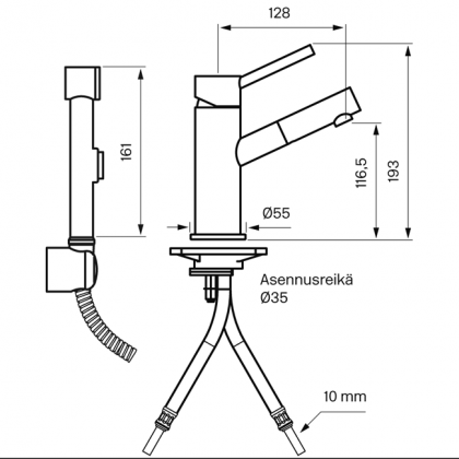 Tapwell pesuallashana BI069D mattamusta käsisuihkulla