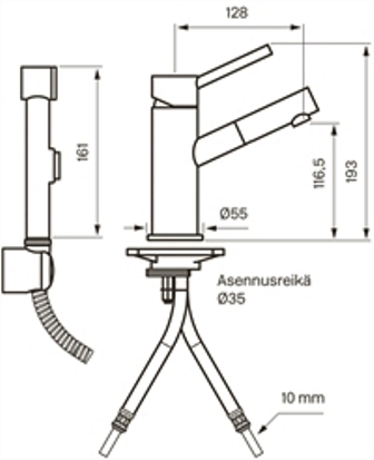 Tapwell pesuallashana+bidet BI069D messinki